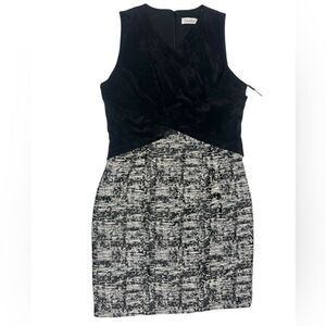 NWT Calvin Klein Black and White Textured Sheath Mini Dress Size 10 Spandex